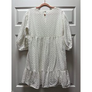 Mainland Collective White Eyelet Dress Sz L
